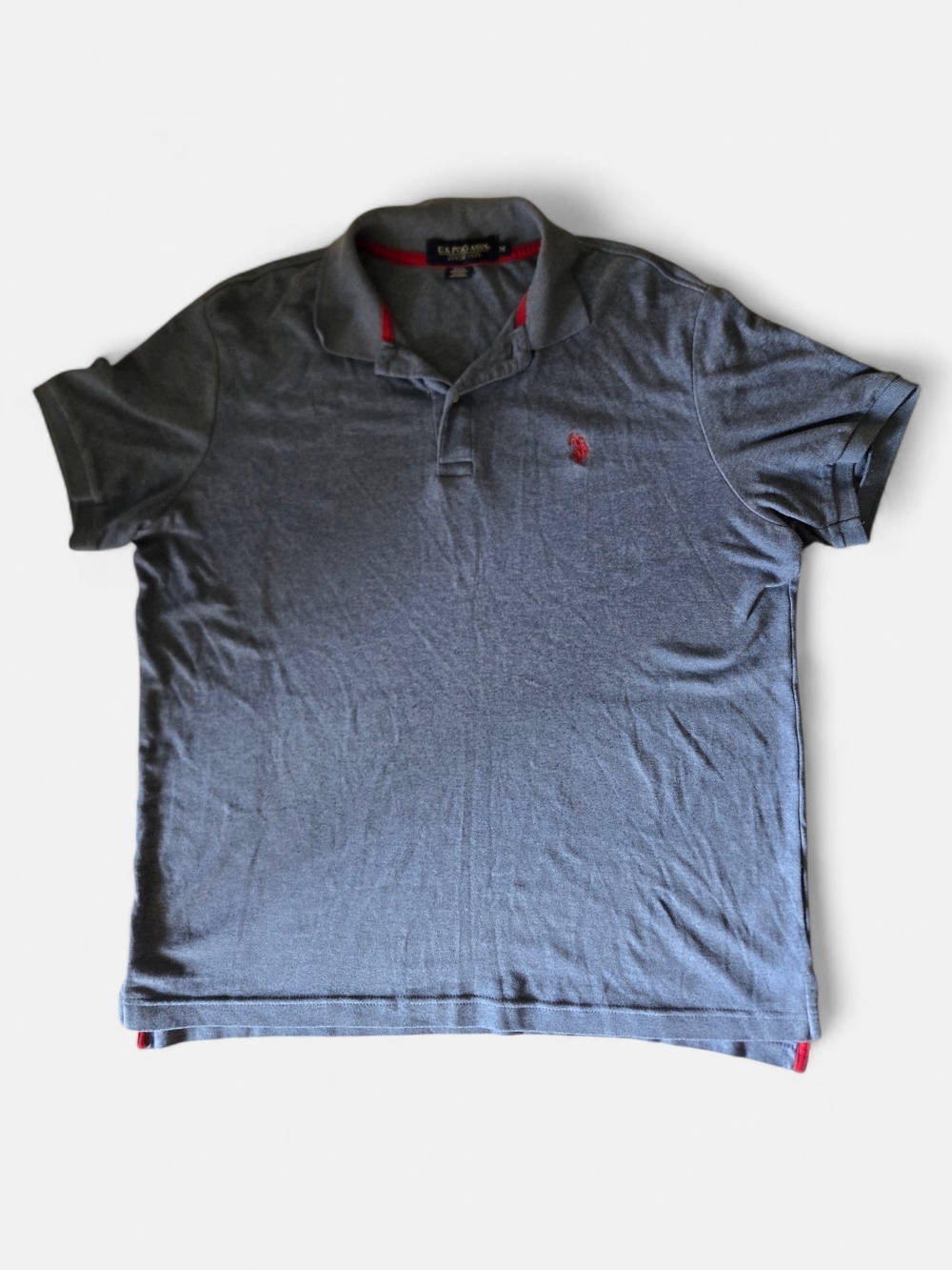 US POLO Shirt Men's M Blue Short Sleeve Luxury Feel Embroidered Logo